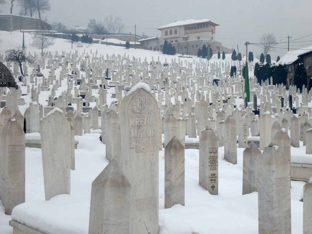 Cemetery near Old Town in Sarajevo on the hill up towards our apartment.