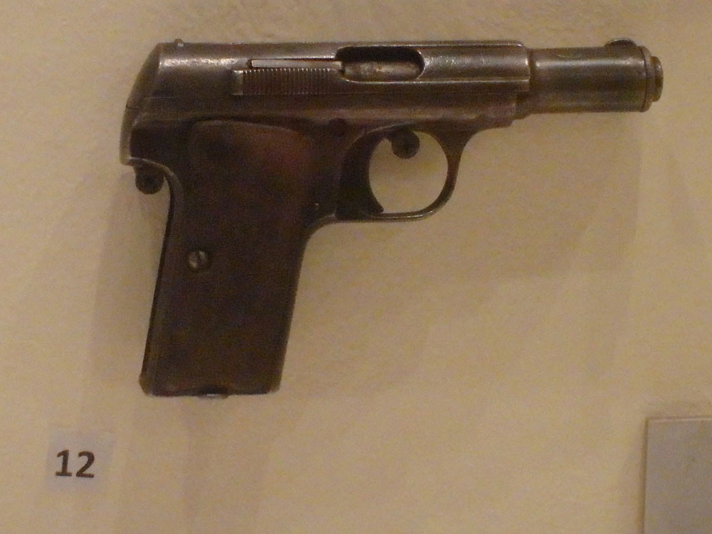 Gavrilo Princip's pistol, from the museum near the shooting place. The bullet itself is in a museum in the Czech Republic, at a chateau where Franz Ferdinand lived, and the car and bloodstained clothes are in a museum in Austria.