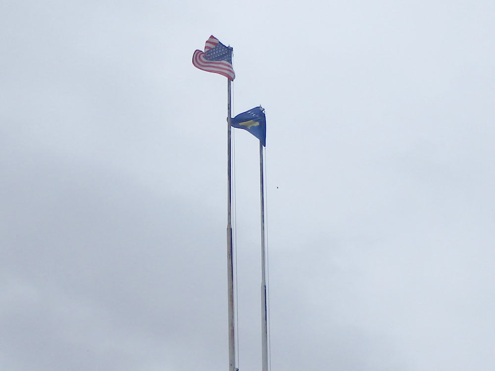 Kosovo and America flags.