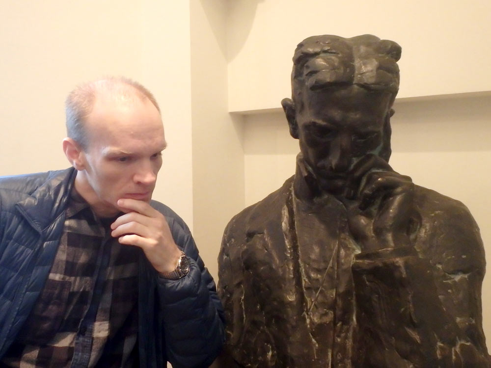 Me thinking alongside Mr. Tesla himself