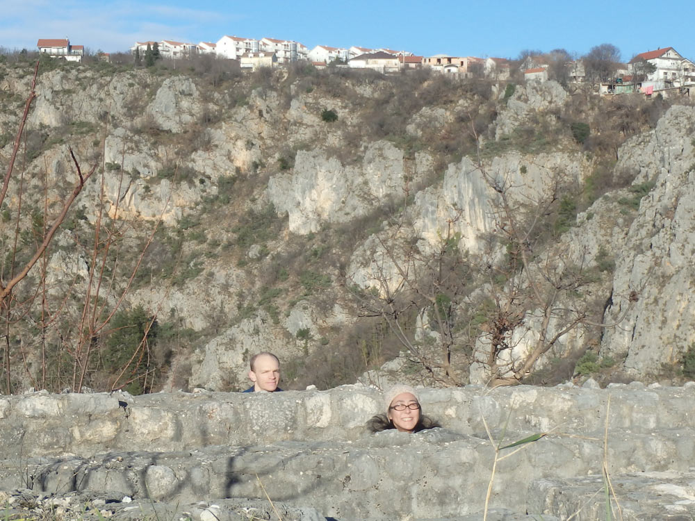 We found these weird ancient stone heads in the walls of the fortress ruins.