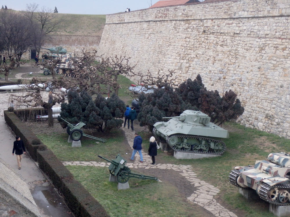 Outdoor tanks and artillery at Belgrade Fortress