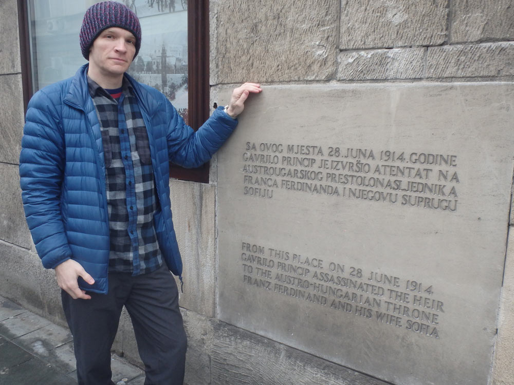 World War I began right here! This plaque apparently used to be worded differently, more in Gavrilo's honor. When Yugoslavia broke up they toned it down to just the facts.