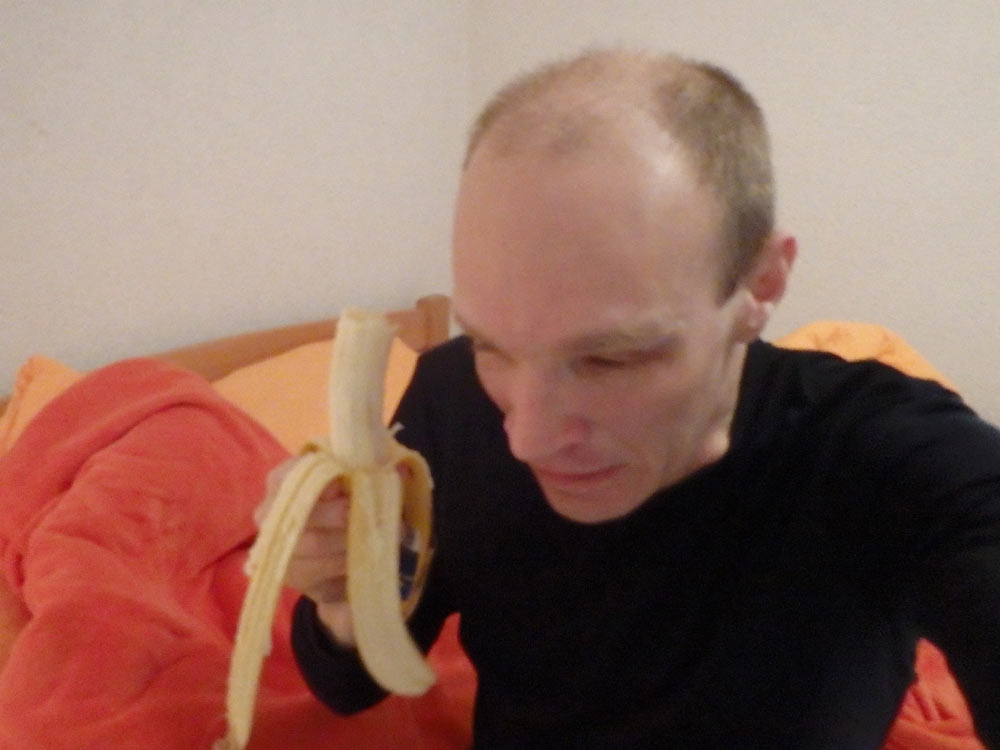 I've taken to grabbing my camera when I feel a sneeze coming on. This one happened while I was enjoying a banana.
