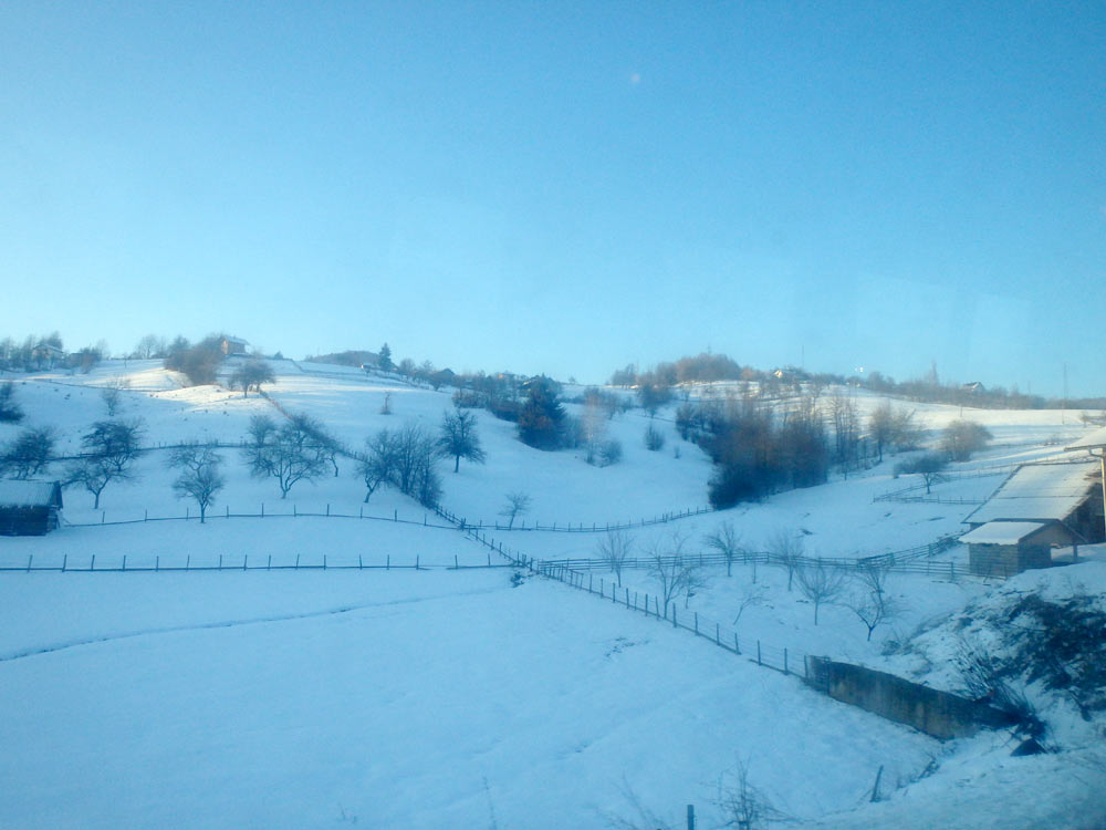 Snowy fields in the Republic of Srpska