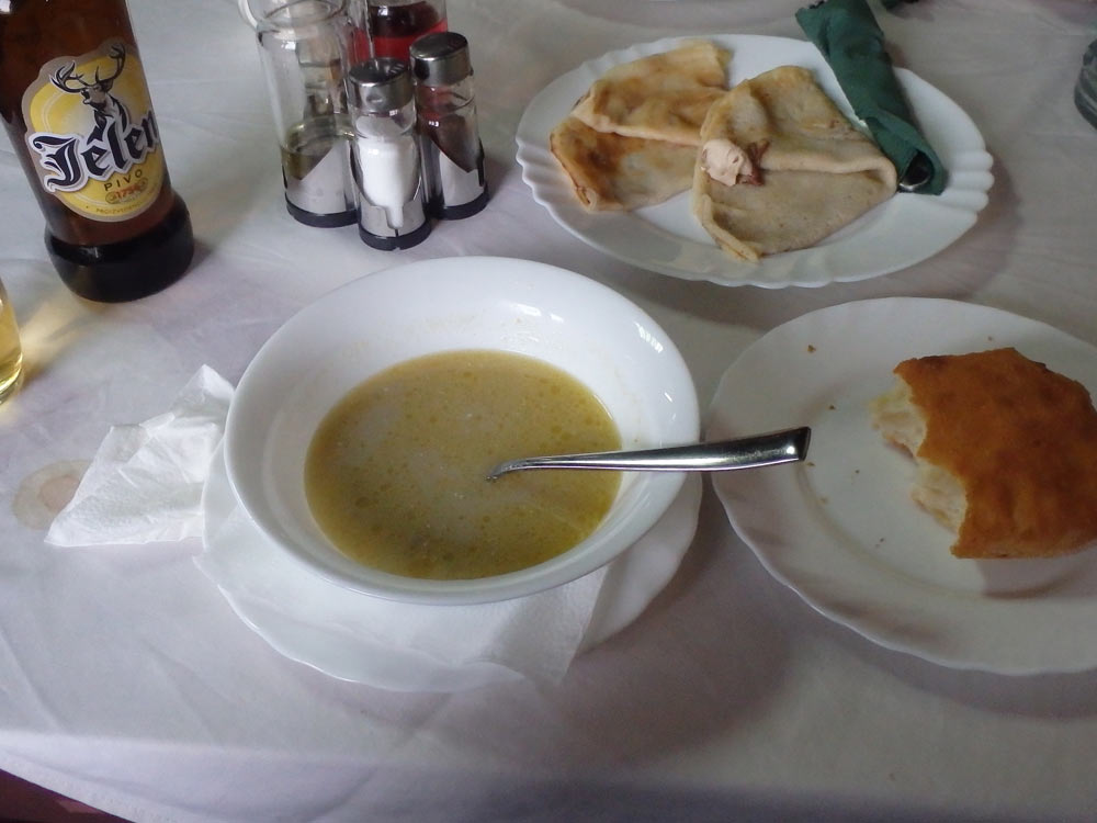 Soup, bread, and crepes at the restaurant on the main road just outside of Studenica Monastery. Surprisingly tasty and very cheap.