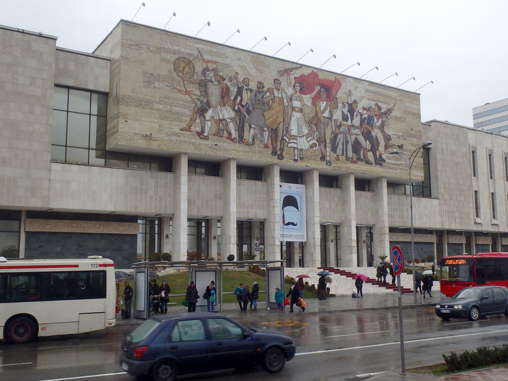 Tirana building with mosaic