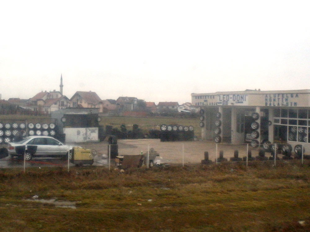 Tire store in rural Kosovo