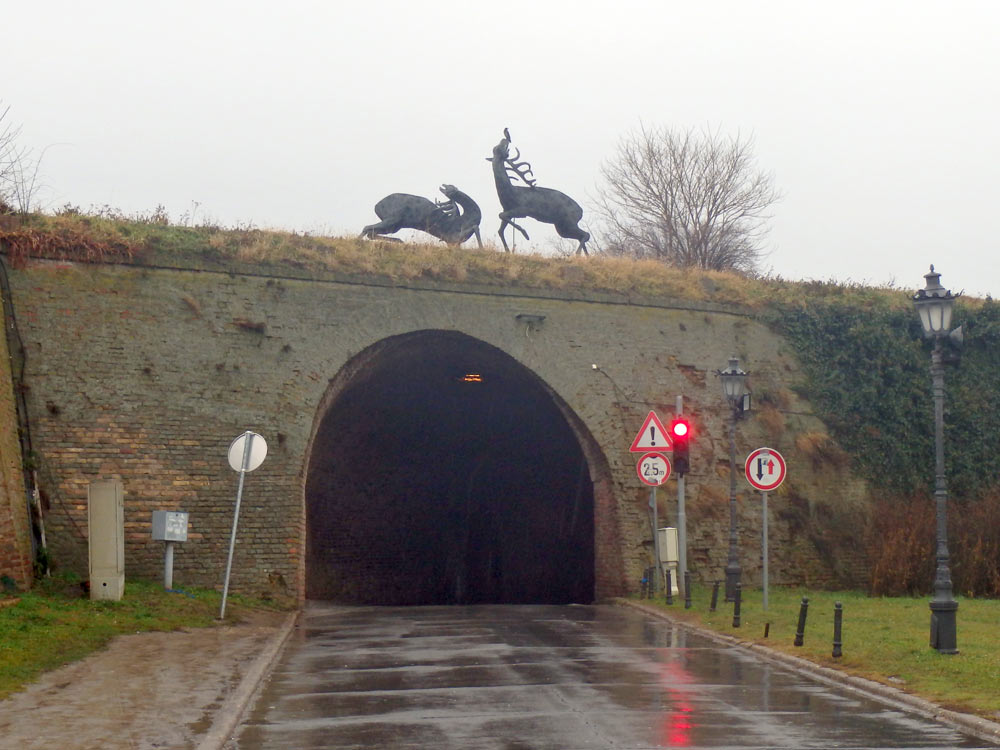 Tunnel with deer statues, just because they can.
