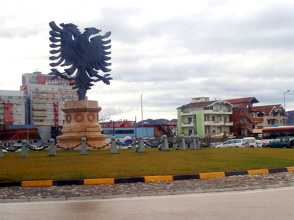 Albanian eagle monument on Tirana roundabout