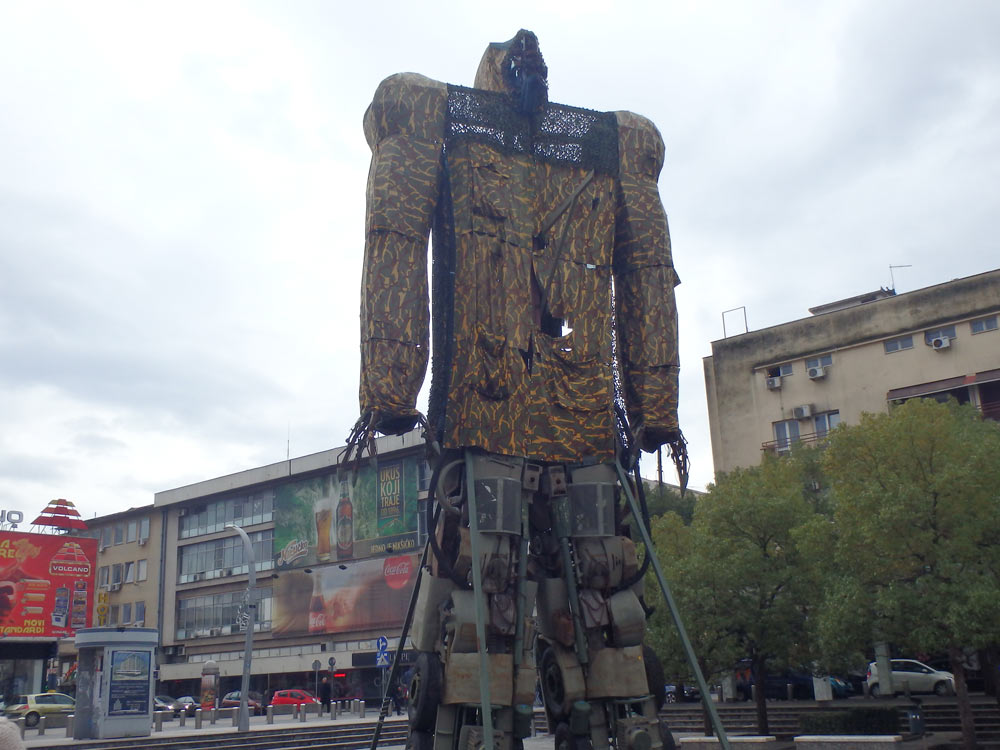 The biggest Transformer statue, in the town square