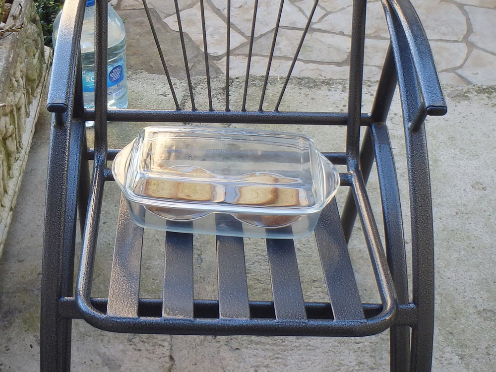 Cake in a chair outside our room in Kotor