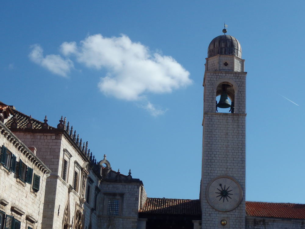 Clock tower and cloud in Dubrovnik