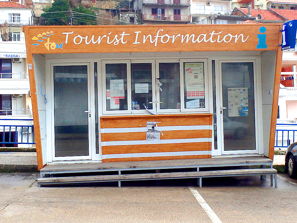 Closed tourist information kiosk in Ulcinj; that's two towns in a row.