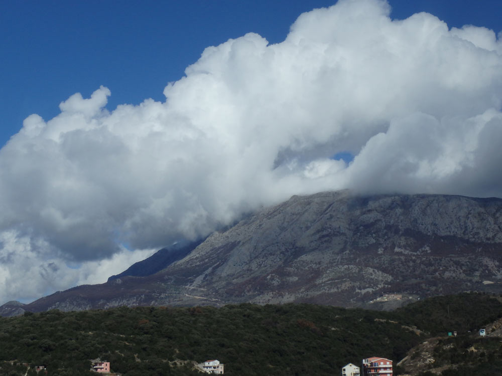 Clouds on a mountain in rural Montenegro