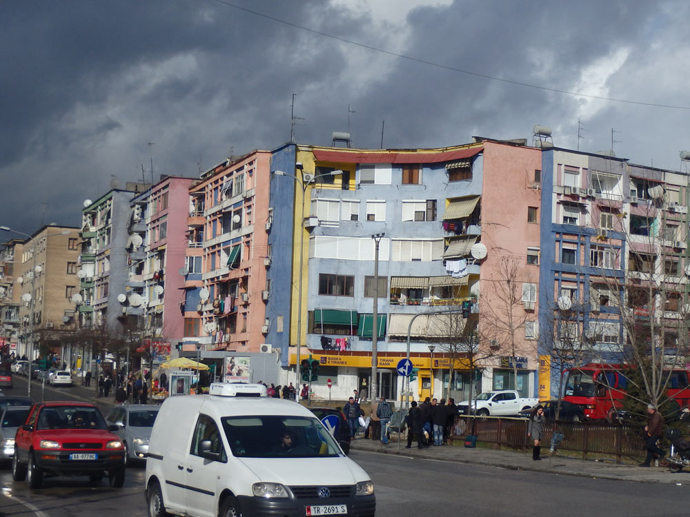 Colorful pale buildings