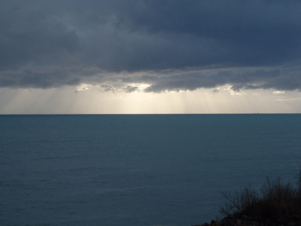 Dark skies and ocean in Ulcinj
