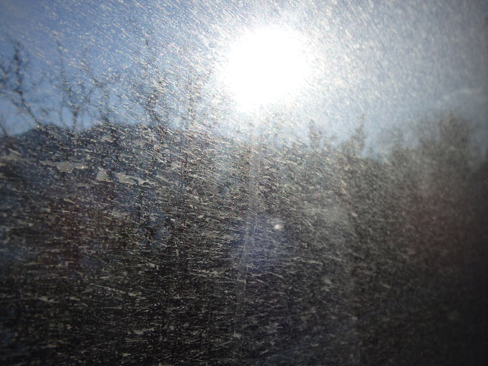 Dirty bus window and sun after leaving Kotor. It was a shame because the scenery was in fact gorgeous.
