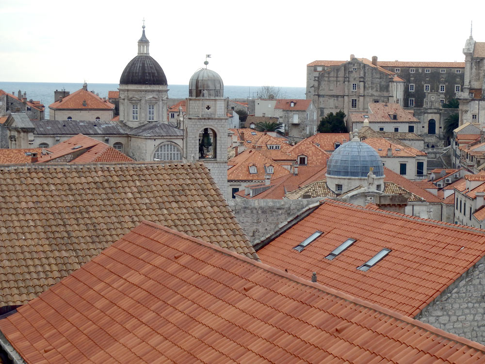 Dubrovnik Old Town buildings as seen from atop the wall