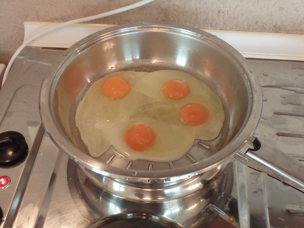 Eggs cooking in our room in Ulcinj