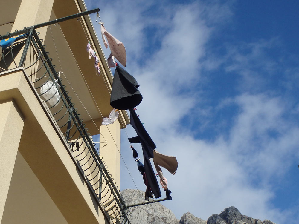 We saw our own laundry flapping in the breeze when we left.