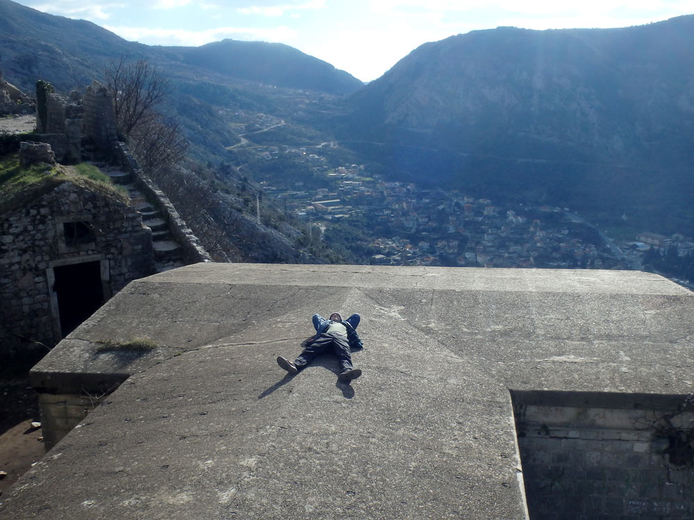 Laying on top of building on top of Kotor hill