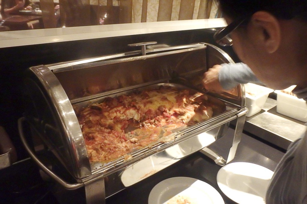masayo-getting-lasagna-buffet-bodo-norway