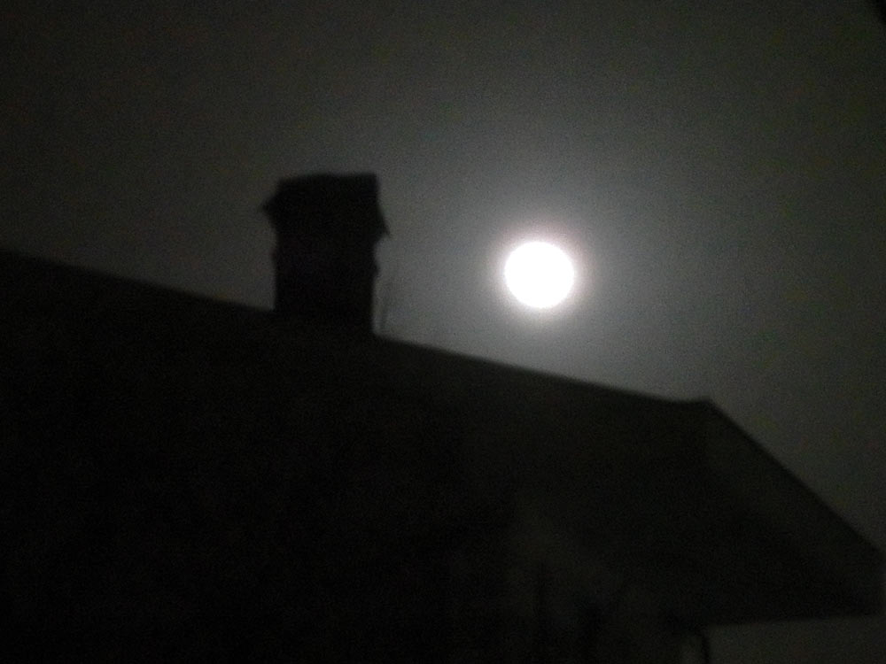 Moon and chimney in Ulcinj. It has been tough to see the moon for the last few weeks — too overcast.