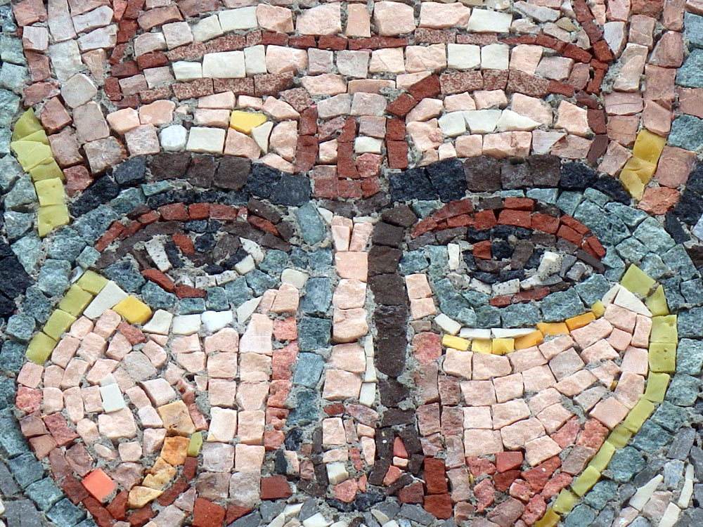 Mosaic closeup of a face at an Ulcinj church