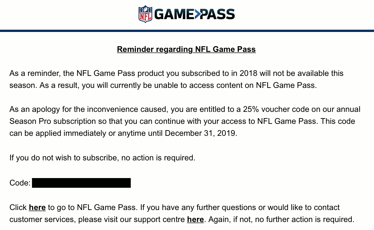 nfl game pass support