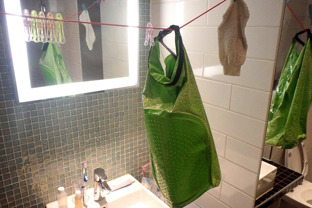 Hanging the Scrubba itself to dry in northern Norway.