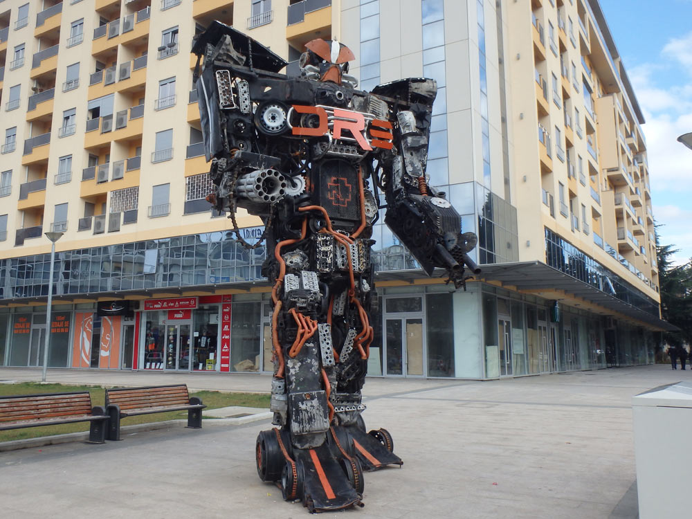 Transformer statue in Podgorica, outside the building we were staying in