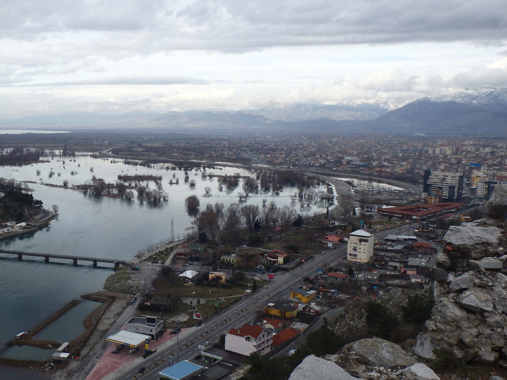 View over Shkodër and the lake from Rozafa Castle