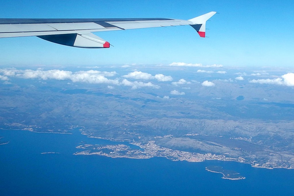 Leaving Dubrovnik. You can see Old Town in the lower right.