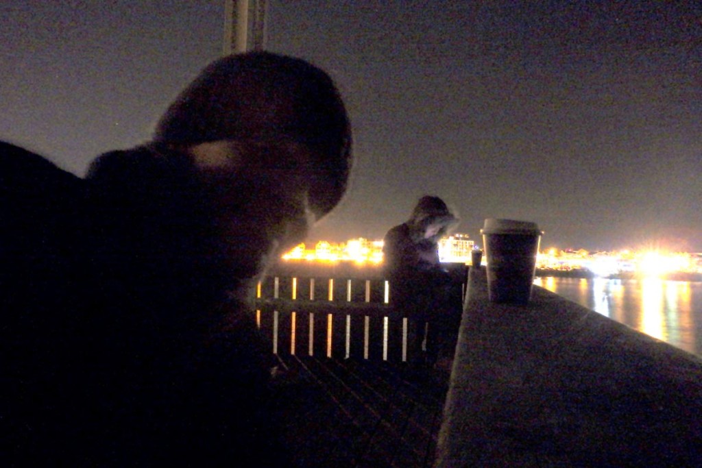 Huddled in the cold at the end of the pier, hoping against hope for a sky show.