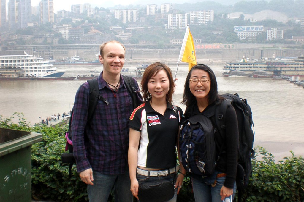 With the Yangtze River tour guide after disembarking in Chongqing.