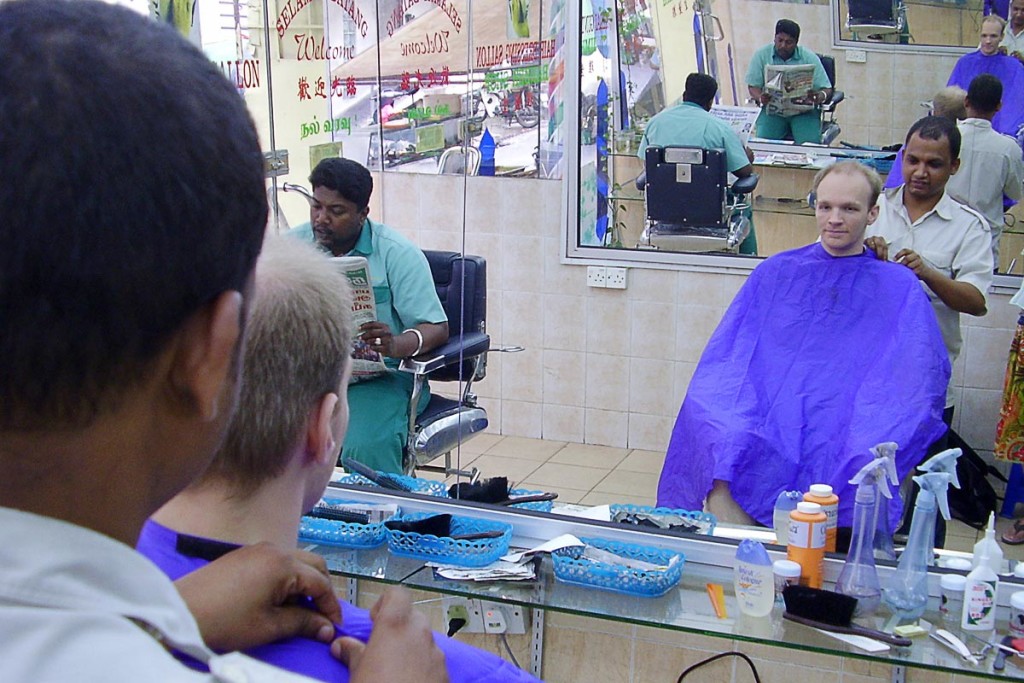 A haircut in Indiatown.