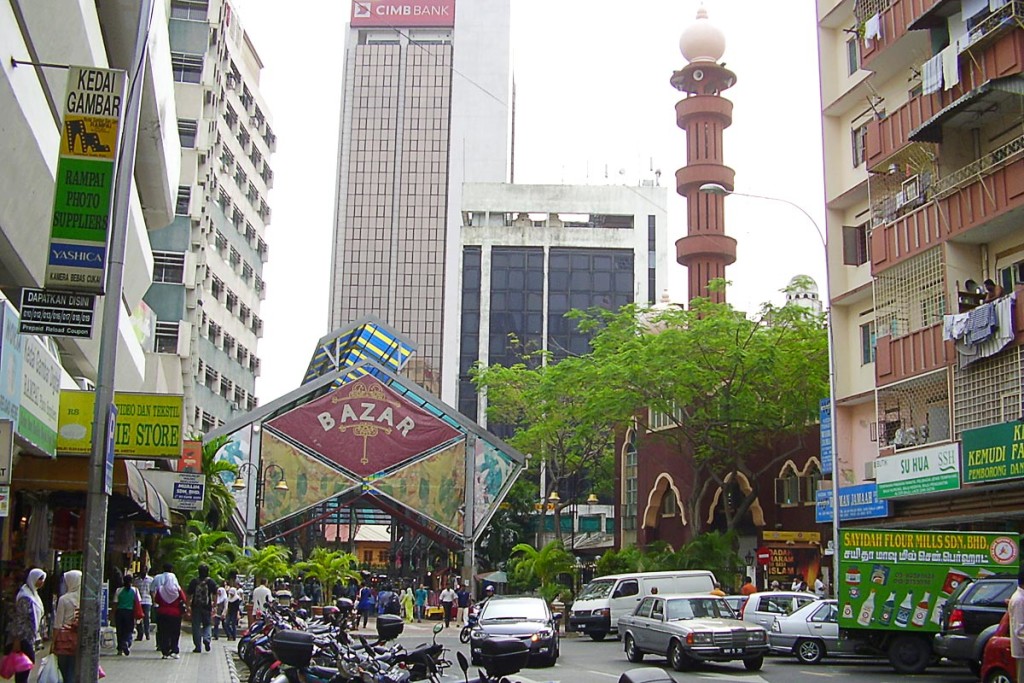 Indiatown, with the Masjid India (brown) on the right.