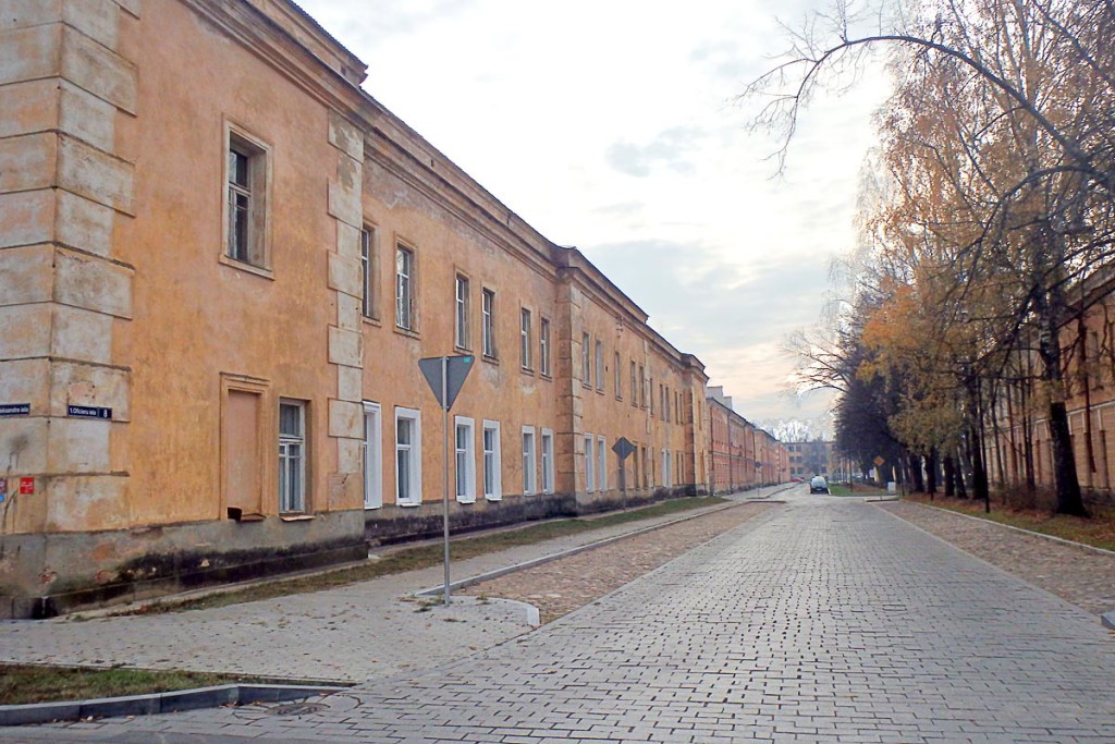 Inside the Russian fortress of Cietoksnis – now strong-looking, empty-looking buildings with an uncertain future. See them while you can.