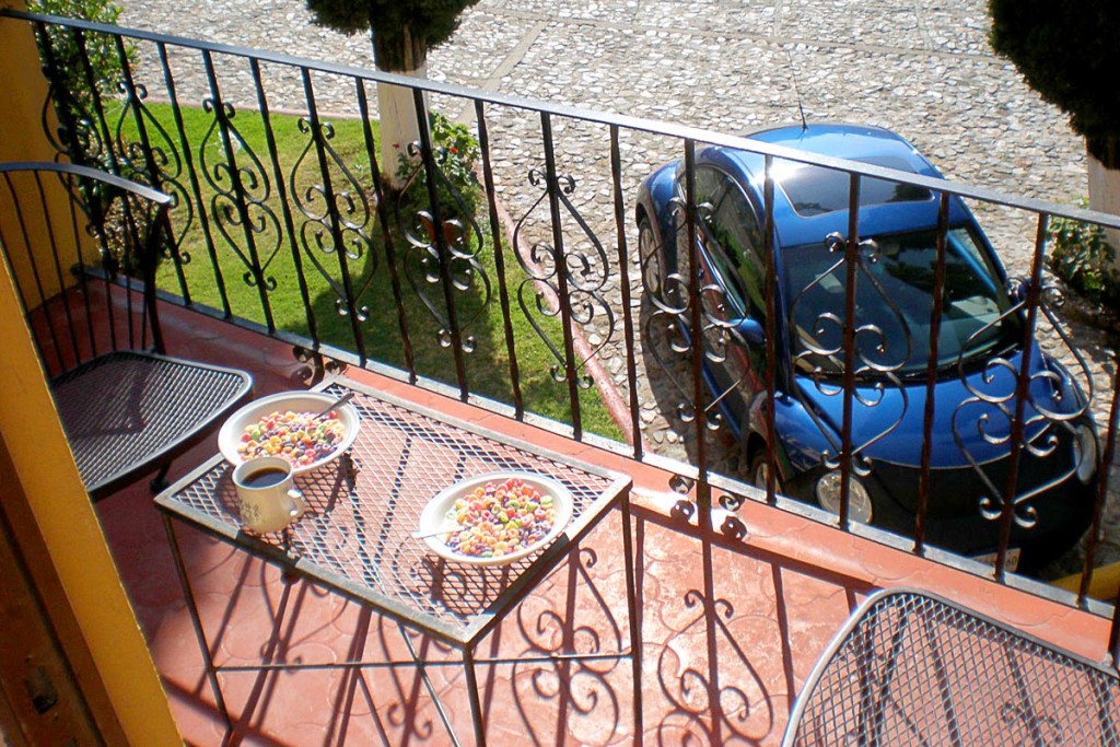 Patio breakfast at Villa de la Plata. What could be nicer?