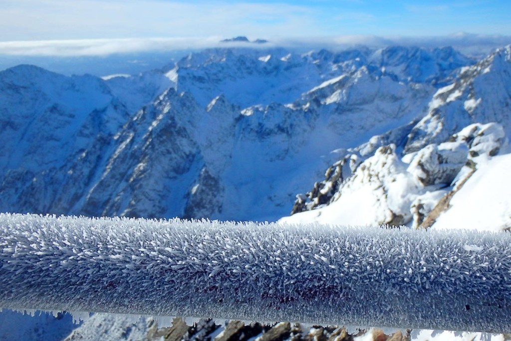 Frost on metal, way up in the High Tatras Mountains near Poprad.