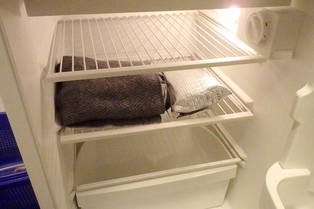 Insulin in a bed and breakfast refrigerator.