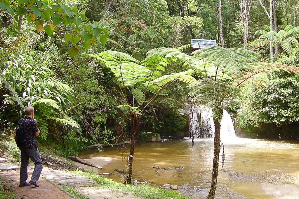 Gazing at minuscule Parit Falls.