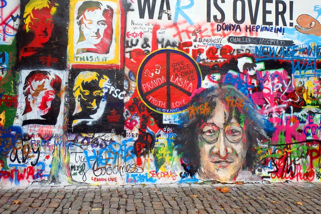 The "John Lennon Wall" in Prague.