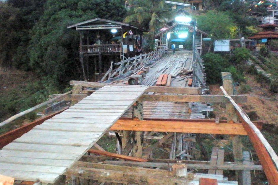 Construction on part of Mon Bridge.