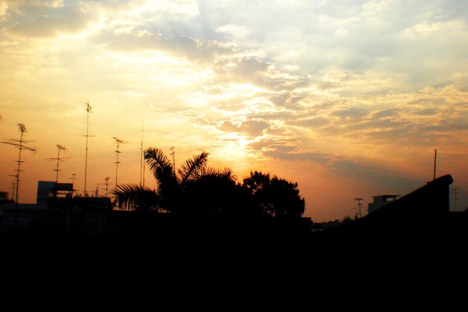 Sunrise from my Lithai Guesthouse window.