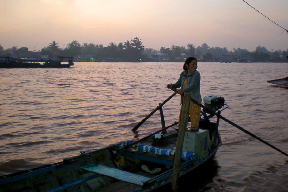 Morning on the Mekong River delta.