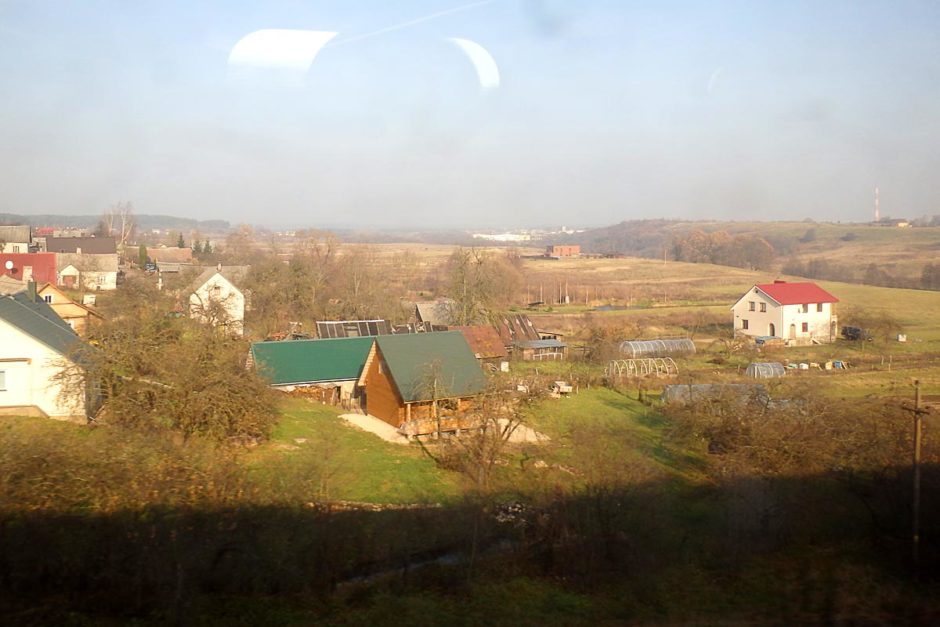 The Lithuanian countryside as seen through the train window.