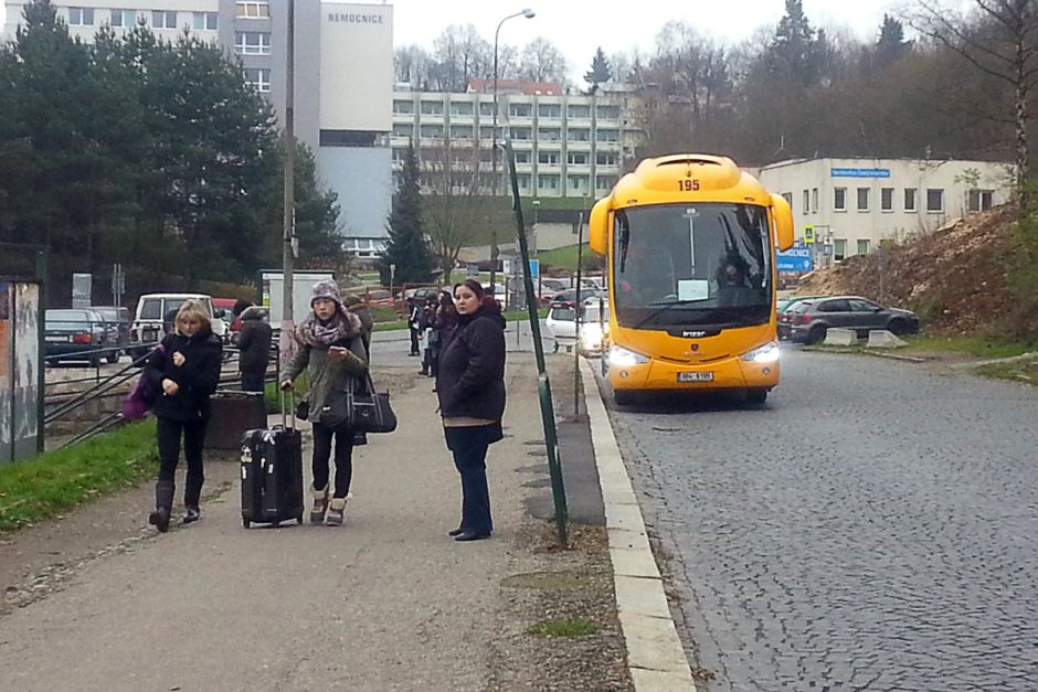 Disembarking in Český Krumlov.