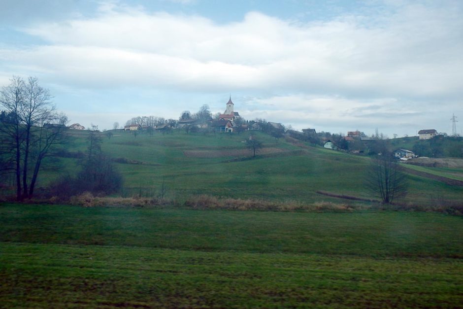 Slovenian scenery through the train window.